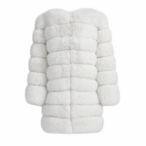 Abnehmbarer langer Mantel – Naturweiß