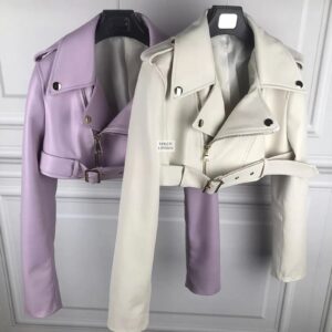 Cropped Biker Lederjacke mit Reißverschluss