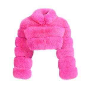 Mini Cropped Mantel mit Kragen aus echtem Fuchsfell