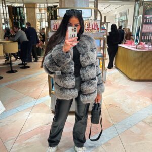 5 Rows Coat aus echtem Fuchspelz – Warmer Wintermantel 70 cm