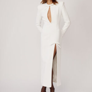 ROWEN ROSE Langes Kleid mit Schlitz im Sablé-Stil