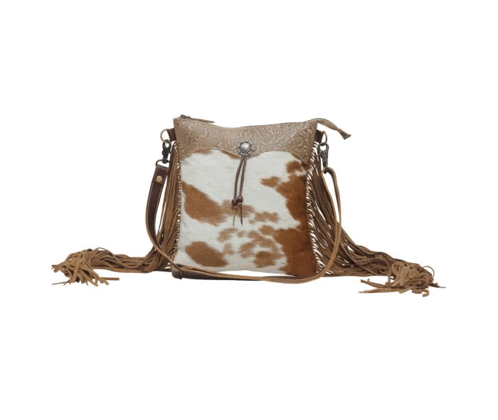 Caramel Dash Leder- und Haar-Schultertasche