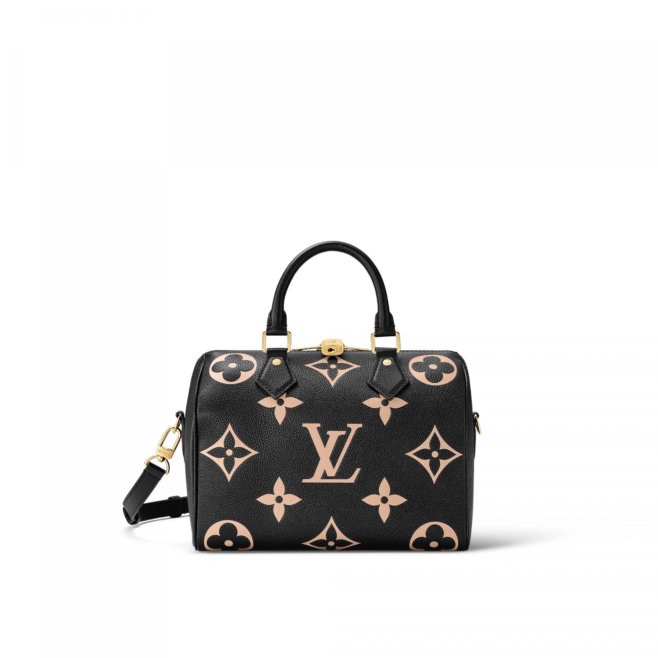 Louis Vuitton Speedy Bandoulière 25 Bicolor Monogram Empreinte Leder Schwarz Beige